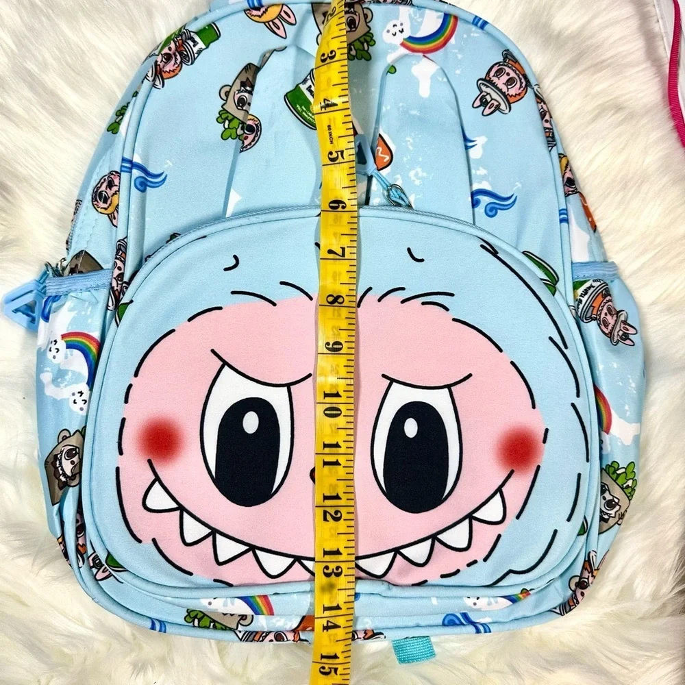 Cute Labubu Monster Character Kids Backpack - Blue, Brown, Light Pink, Dark Pink